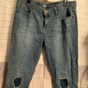 Mossimo Distressed light color Jeans boyfriend Crop SZ 12